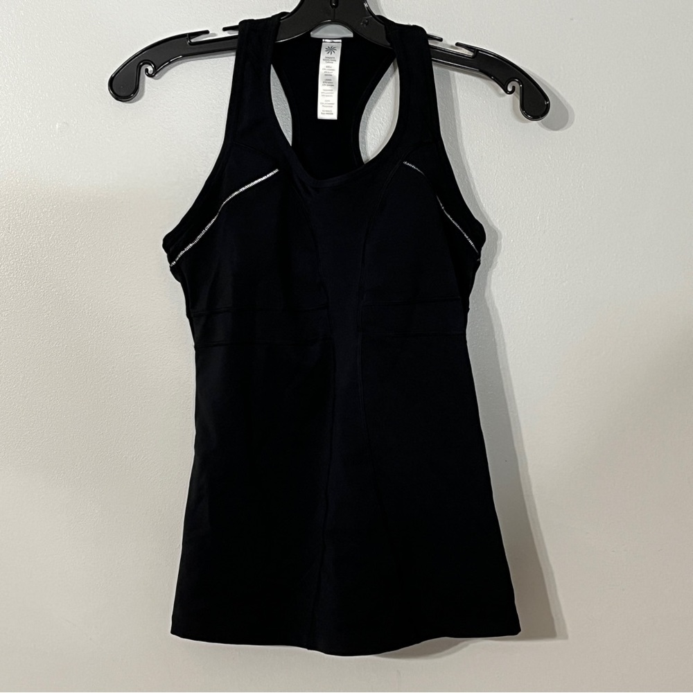 ATHLETA Black Ribbed Built In Bra Tank Top